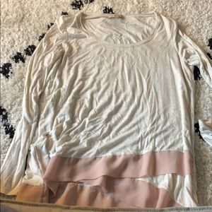 Women’s Anthropologie White and Pink Long sleeve